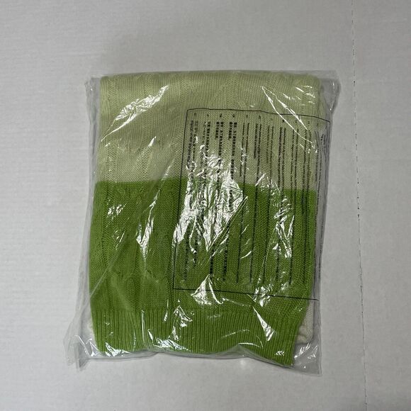 Free As A Bird Cream Green Colorblock Long Sleeve Cable Knit Sweater NIB Size S - Picture 4 of 8